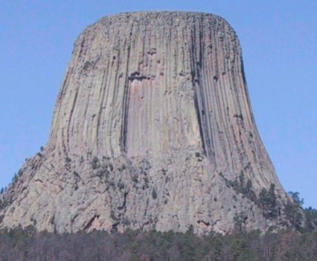 Devils
                    Tower - Click to see a close-up image of the
                    vertical texture of this possible foundation.